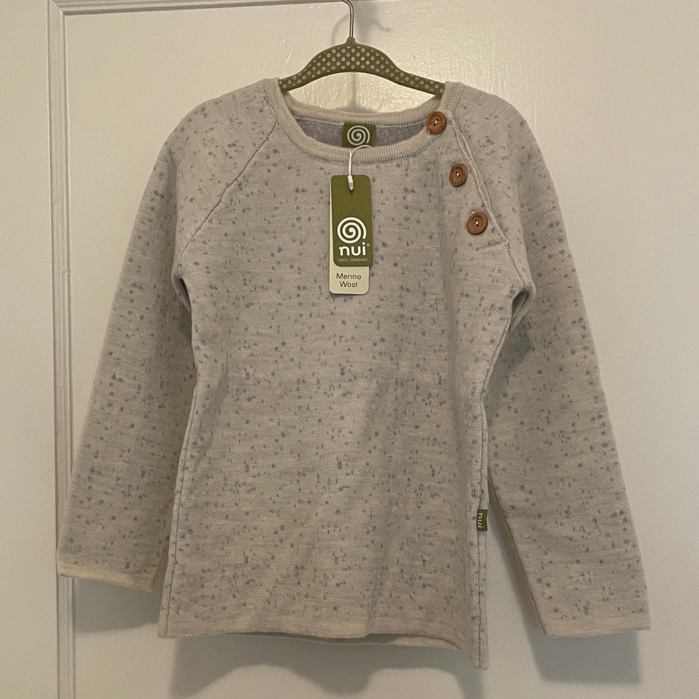 Nui Kids Speckled Cream Button Sweater